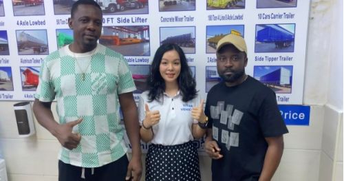 Guam Guests Visited Tongya Vehicle to Buy 3 Axle Fence Semi Trailer