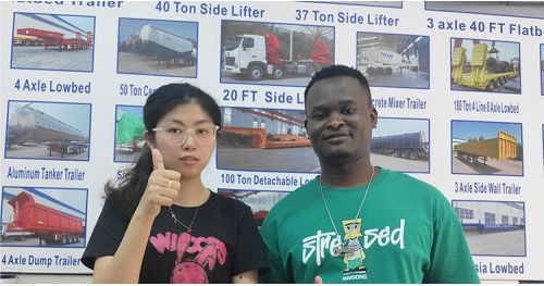 Ghanaian Customers Came to Tongya Vehicle to Buy 3 Axle Hydraulic Lowbed Trailer