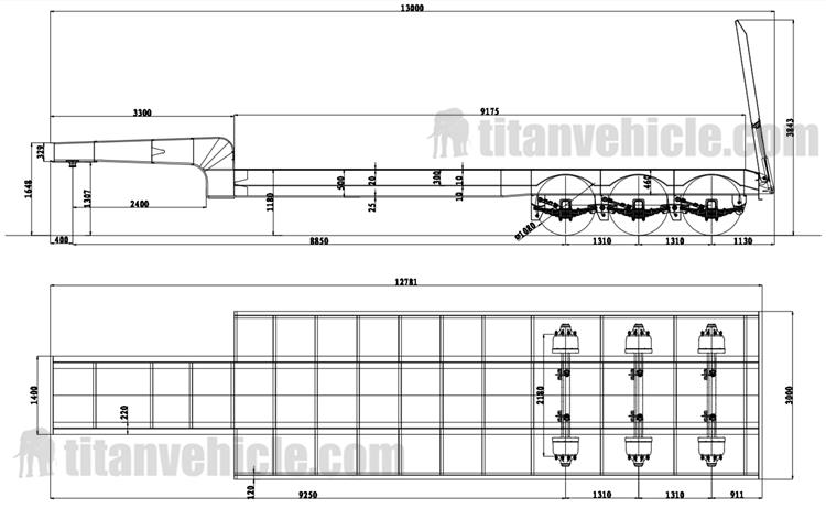 Drawing of 80Ton Lowbed Semi Trailer