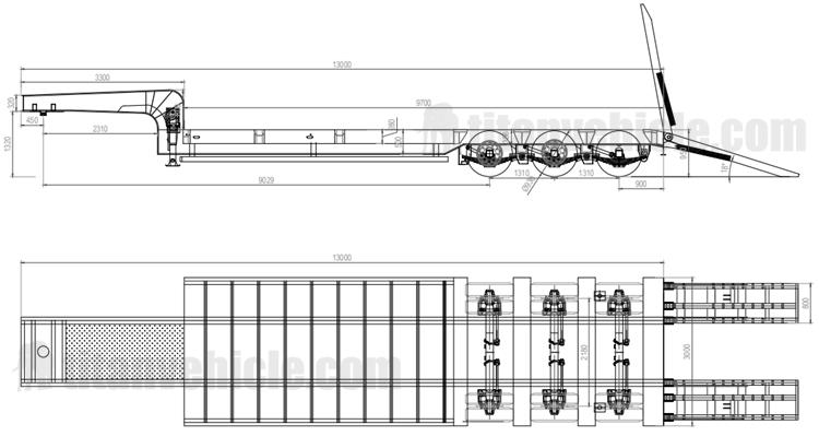 Tri Axle Low Bed Trailer with Hydraulic Ladder for Sale In Philippines