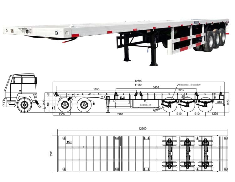 Tri Axle 40 Ft Flatbed Trailer for Sale Near Me