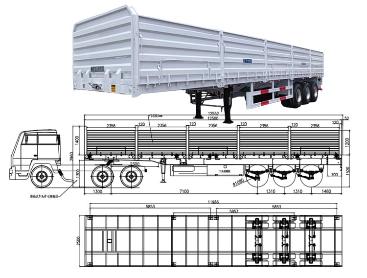 Drop Side Cargo Semi Trailer for Sale in Guyana