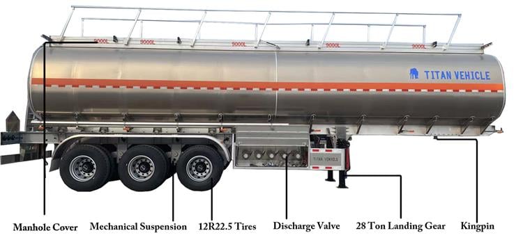 Diesel Aluminum Tanker Trailer Price for Sale In Congo Banana