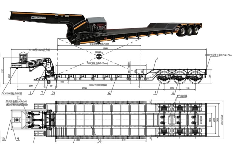 Tri Axle RGN Lowboy Truck Trailer for Sale in Angola